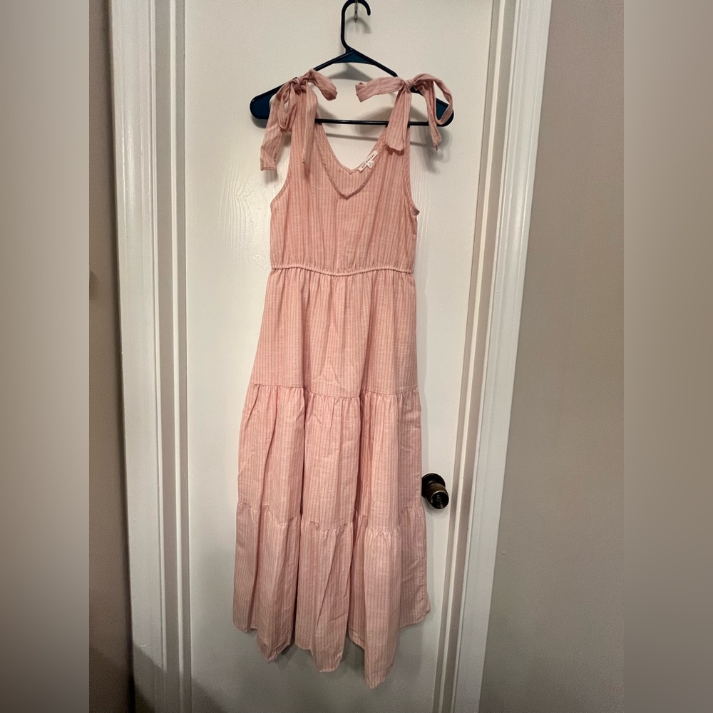 Bow Strap Pink Maxi Sundress